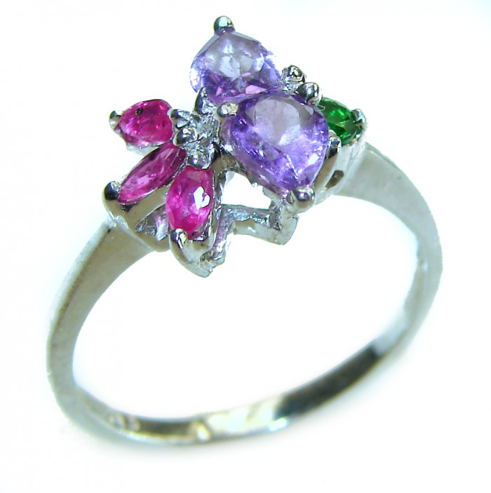 Eliza 0.9 carat African Amethyst Sapphire .925 Sterling Silver Handcrafted Ring size 6 3/4 - photo 2
