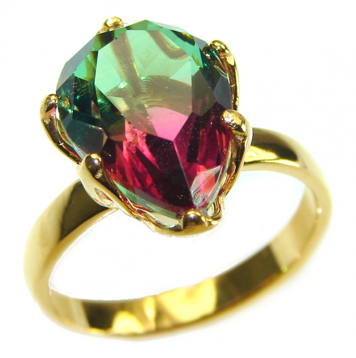 Brazilian Tourmaline 18K Gold over .925 Sterling Silver Perfectly handcrafted Ring s. 7 - photo 3