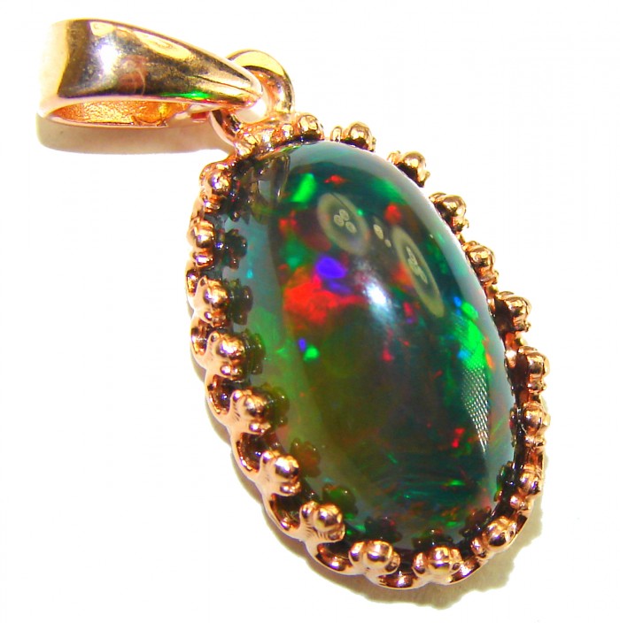 Milky Way 9.7 carat Authentic Black Opal 18K Gold over .925 Sterling Silver handmade Pendant - photo 2