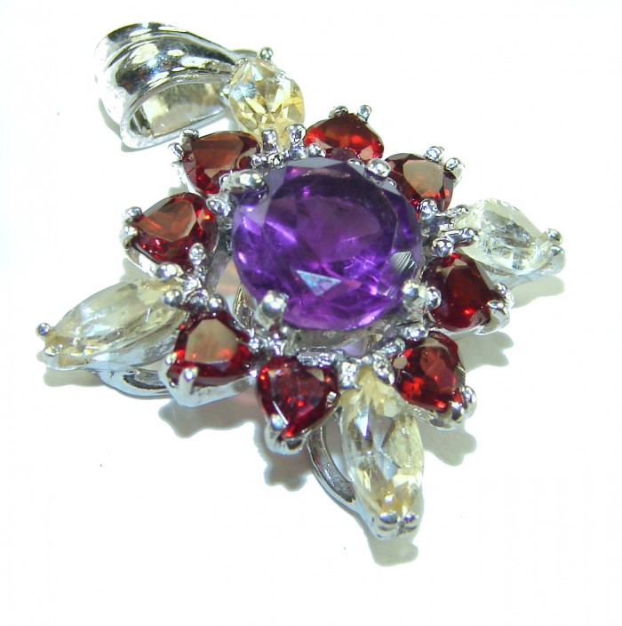 Vintage Design 15.2 CARAT Amethyst .925 Sterling Silver handcrafted Pendant - photo 1