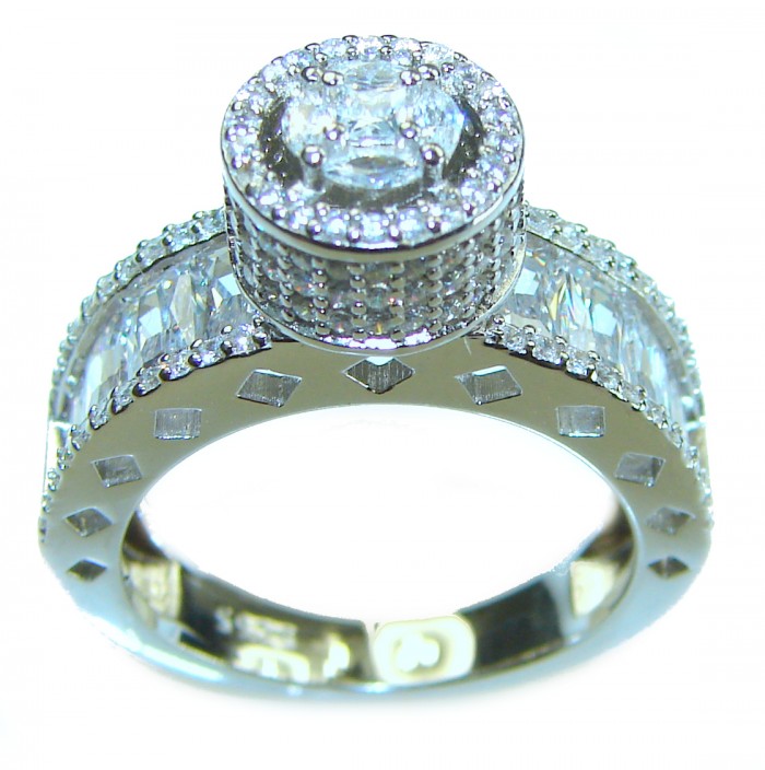 4.8 carat White Topaz .925 Sterling Silver brilliantly handcrafted ring s. 6 3/4 - photo 1
