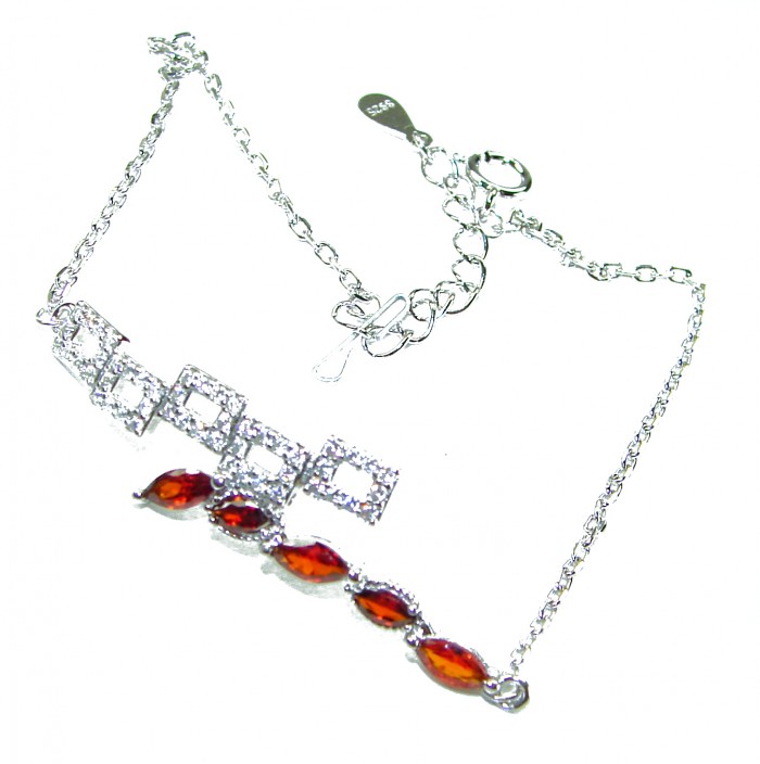 Penelope authentic 5.5 CARAT GARNET .925 Sterling Silver handcrafted bracelet - Close-up of Penelope garnet bracelet in sterling silver.