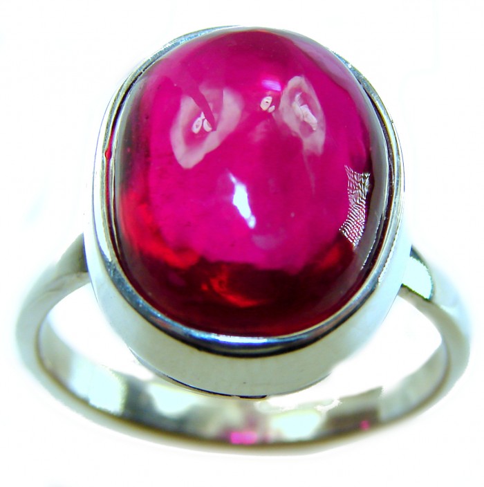 Bella Rosa Genuine 14.5 CARAT Ruby .925 Sterling Silver dipped in 18K Gold Large Statement Ring size 9 - Close-up of Bella Rosa 14.5 carat ruby ring in .925 sterling silver.