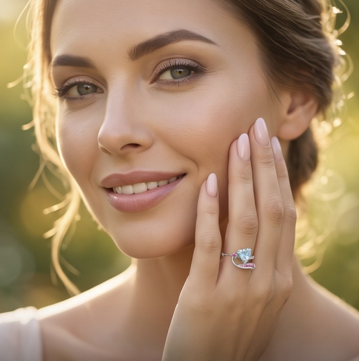Natural 3.9 carat Green Amethys .925 Sterling Silver handmade Statement Ring size 7 - Woman wearing natural 3.9 carat green amethyst ring close-up.