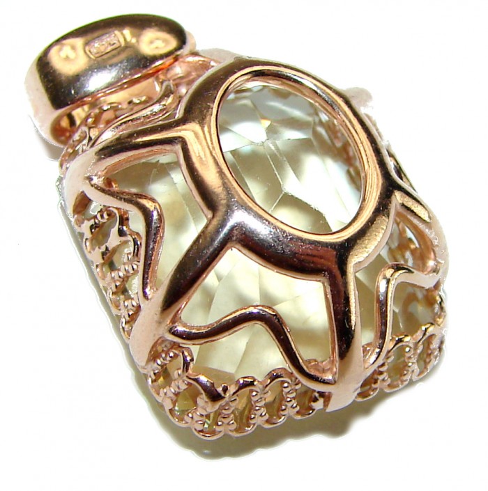 17.3 carat Lemon Quartz 14K Gold over .925 Sterling Silver handcrafted pendant - photo 1
