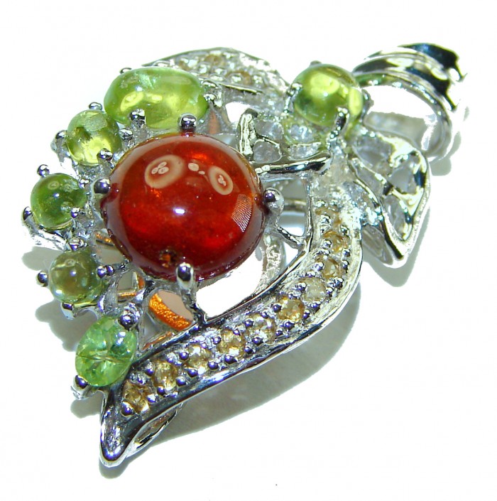 Carmen authentic 4.5 carat Garnet .925 Sterling Silver handcrafted pendant - photo 3