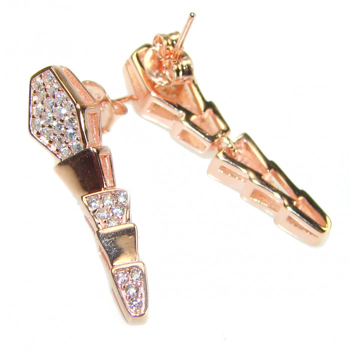 The Egyptian Cobra White Sapphire 18K Rose Gold over .925 Sterling Silver handcrafted Earrings - photo 2