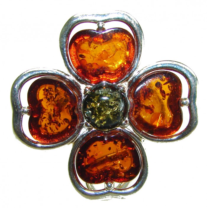 Natural Baltic Amber .925 Sterling Silver ring s. 7 1/4 - photo 2