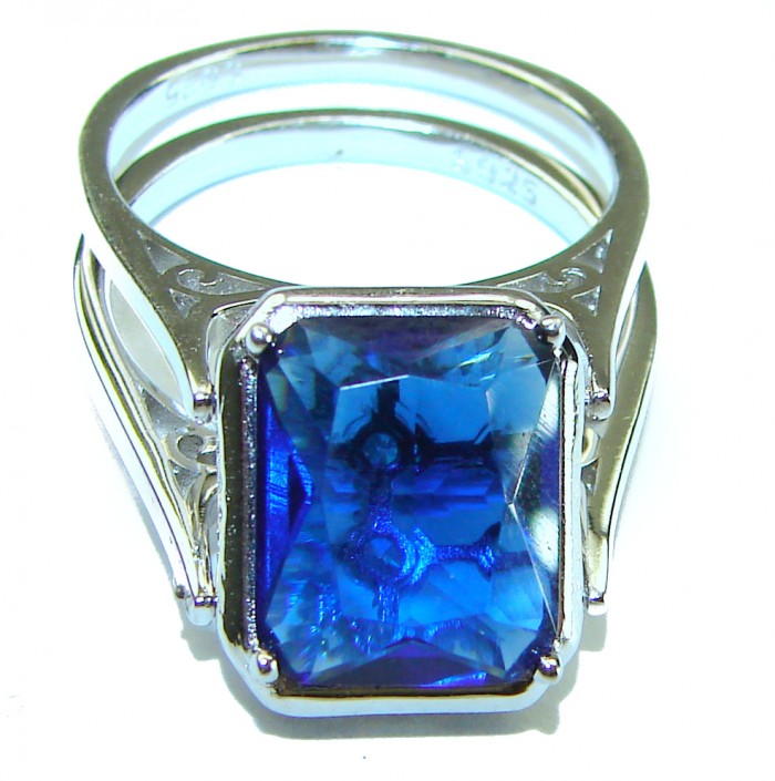 Red Fantasy 8.5 carat Blue Topaz .925 Silver handcrafted Cocktail Ring s. 7 - photo 2
