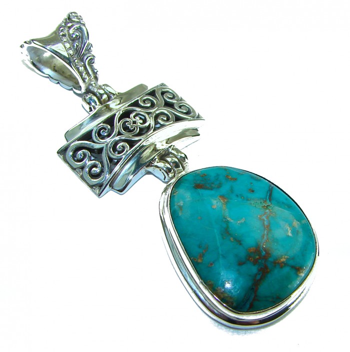 One of a kind Precious Turquoise from Arizona .925 Sterling Silver handmade pendant - photo 2