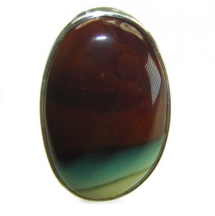 Genuine Top quality Imperial Jasper .925 Sterling Silver handcrafted ring s. 8 - Close-up of Imperial Jasper set in .925 Sterling Silver.