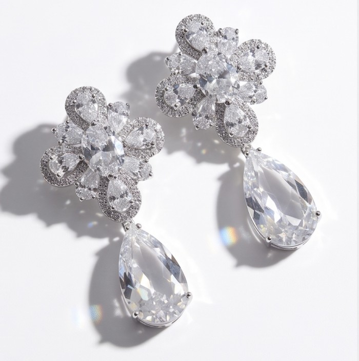 Allure Natural 38.2 carat Moissanite .925 Sterling Silver handcrafted Spectacular earrings - photo 4