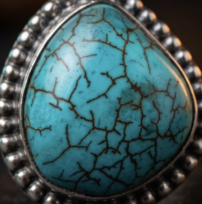 Rare authentic Turquoise rhodium over .925 Sterling Silver handcrafted Large ring; s. 9 - photo 3