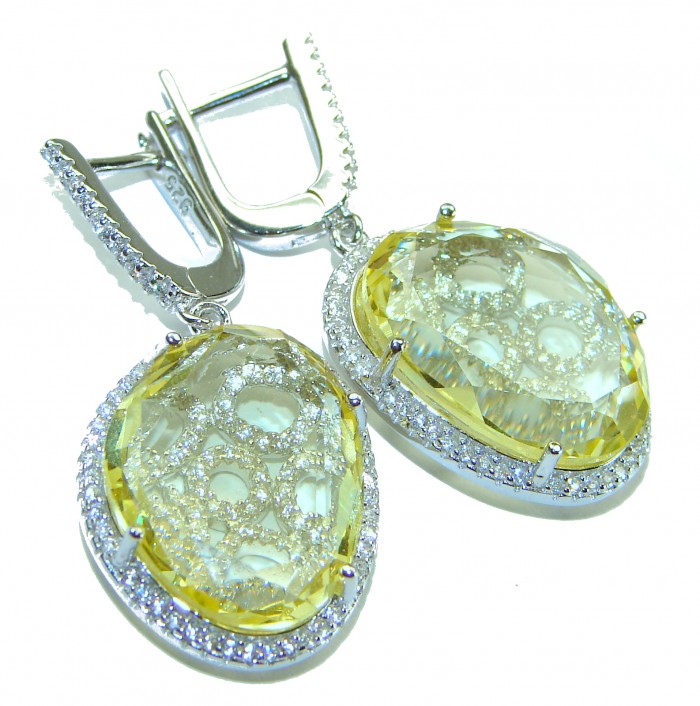 Splendid 14.5 carat Citrine .925 Sterling Silver Handcrafted Earrings - photo 3