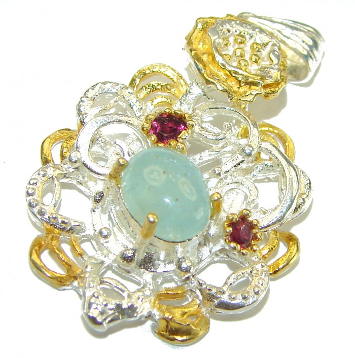 Deluxe Prehnite 14K Gold over .925 Sterling Silver handmade Pendant - photo 2