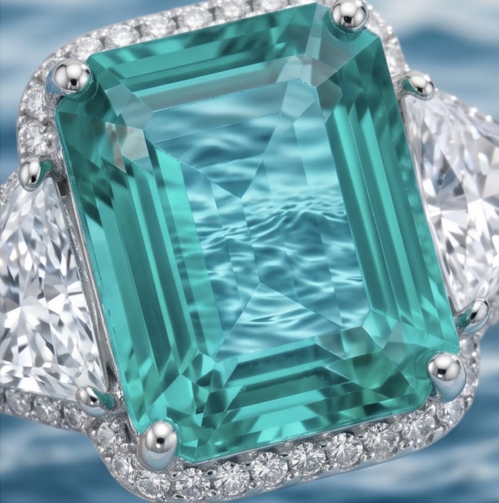 Empress of Colombia 12.2 carat natural Emerald .925 Sterling Silver dipped in Rhodium handcrafted Ring size 6 1/4 - Emerald stone close-up, Empress of Colombia 12.2 carat natural Emerald