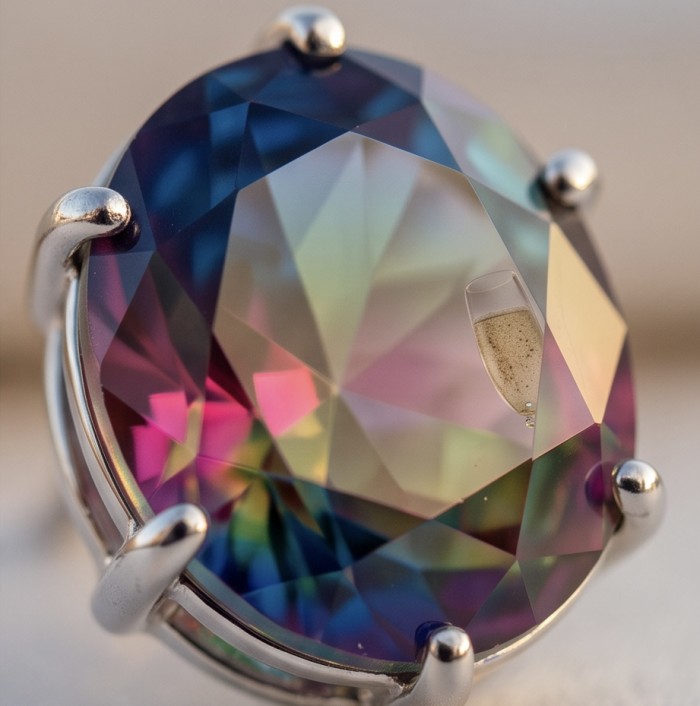 Luxurious authentic 11.2 carat Brazilian Tourmaline .925 Sterling Silver handcrafted earrings - Close-up of colorful 11.2 carat Brazilian tourmaline in .925 setting