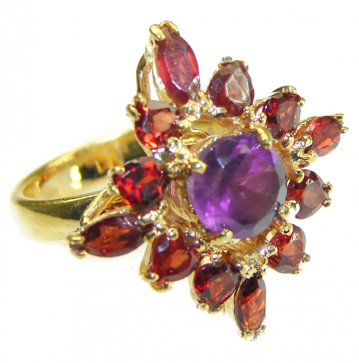 Amethyst 14K Gold over .925 Sterling Silver Handcrafted Ring size 7 3/4 - photo 3