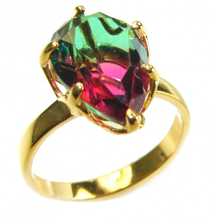 7.9 carat pear cut Brazilian Tourmaline 14K Gold over .925 Sterling Silver Perfectly handcrafted Ring s. 7 1/2 - photo 2