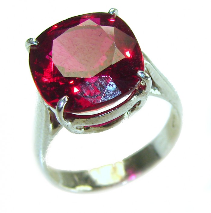 Red Passion 12.5 carat Red Topaz .925 Silver handcrafted Cocktail Ring s. 7 - photo 2