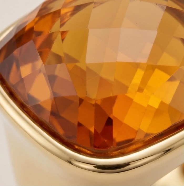 Golden Planet - 38.8 carat Golden Topaz Solid Statement golden Ring size 8 1/4 - photo 2