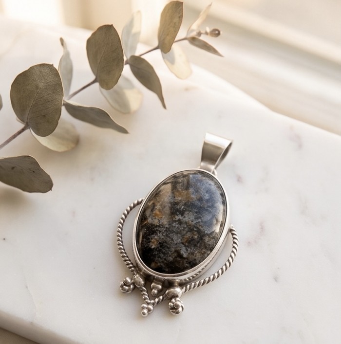 29.2 carat Botswana Agate .925 Sterling Silver handmade Large Pendant - photo 2