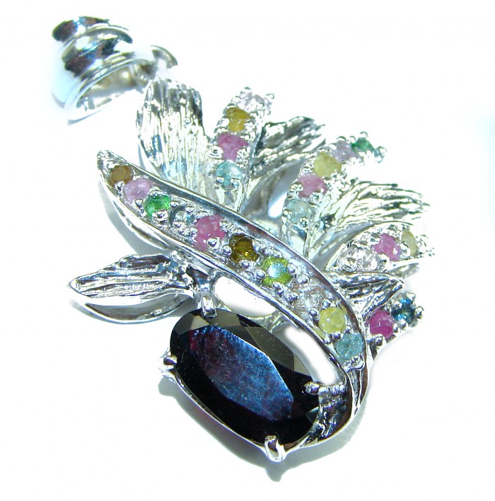 Carmen authentic Garnet .925 Sterling Silver Large handcrafted pendant - photo 3