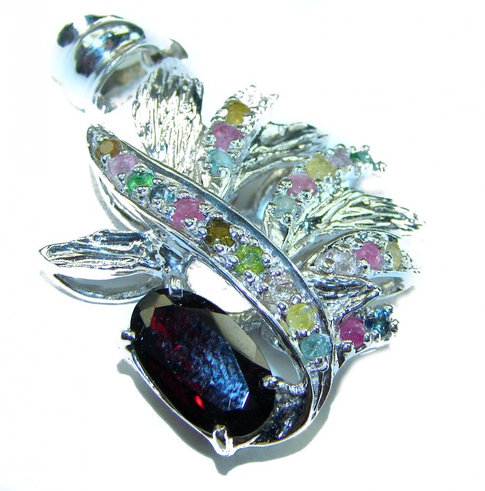 Carmen authentic Garnet .925 Sterling Silver Large handcrafted pendant - photo 1