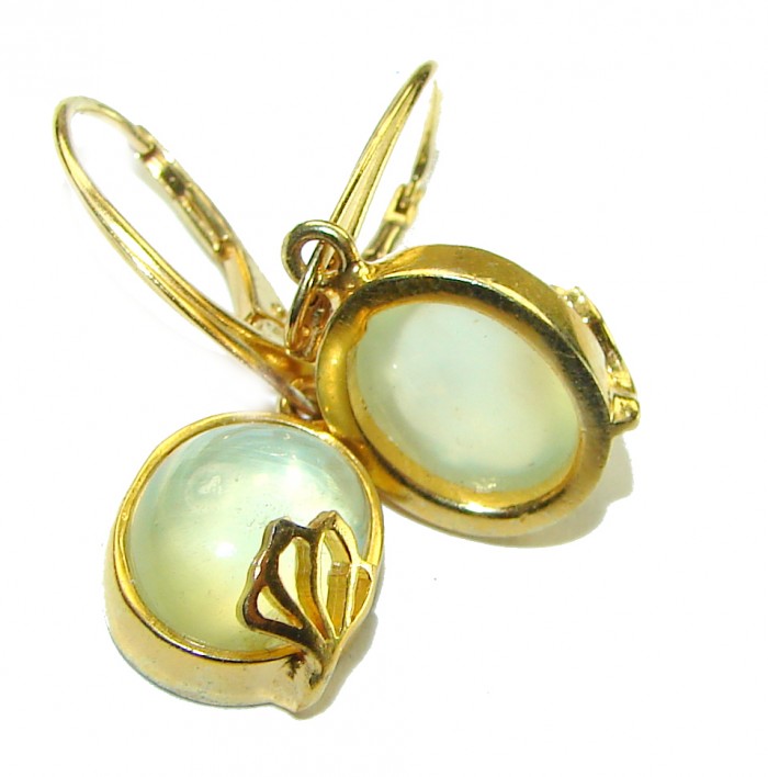 Authentic Prehnite 14K Gold over .925 Sterling Silver handmade earrings - photo 1