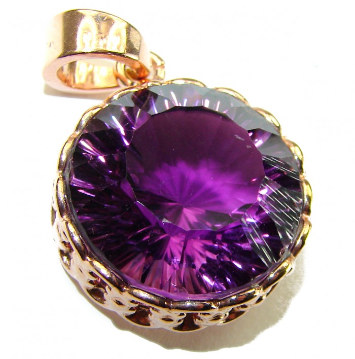 Vintage Design Amethyst 14K Gold over .925 Sterling Silver handcrafted Pendant - photo 2