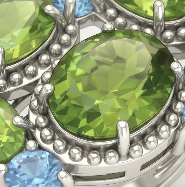 Purity 14.9 carat authentic Himalayan Peridot .925 Sterling Silver Handcrafted Statement Ring size 7 - Close-up of Himalayan Peridot set in .925 sterling silver.