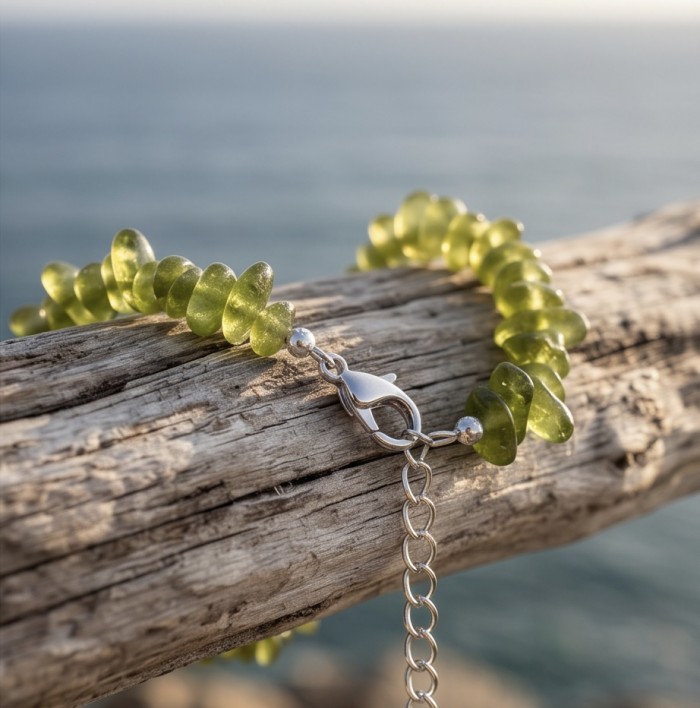 Melissa - Great Masterpiece 45.7 carat genuine Brazilian Peridot .925 Sterling Silver handmade Statement necklace - Clasp detail of Melissa 45.7 carat genuine Brazilian Peridot bracelet.