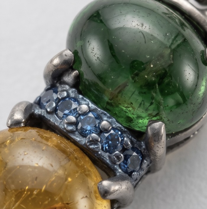Stella 8.5 carat Brazilian Watermalon Tourmaline black rhodium over .925 Sterling Silver handmade Pendant - Stone close-up of Stella Brazilian Watermelon Tourmaline jewelry piece.