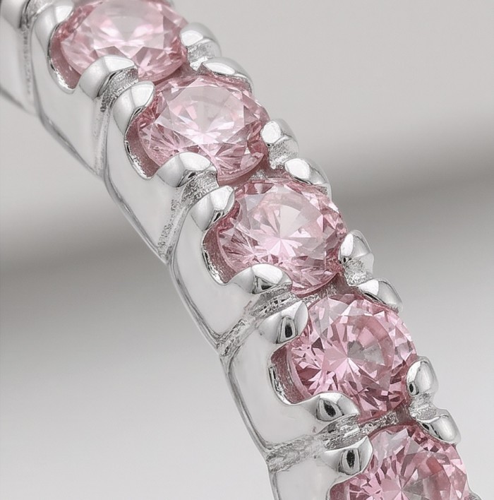 Renaissance design 0.5 carat Morganite .925 Sterling Silver handcrafted earrings - Close-up of pink morganite stones in sterling silver setting.