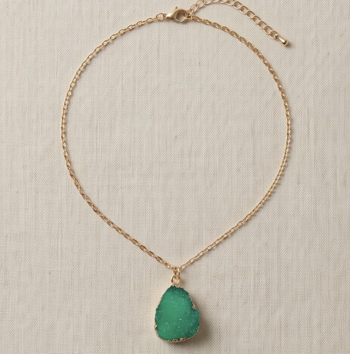 Boho Style Genuine Green Druzy golden handmade necklace - photo 3