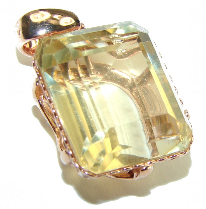 17.3 carat Lemon Quartz 14K Gold over .925 Sterling Silver handcrafted pendant - photo 2