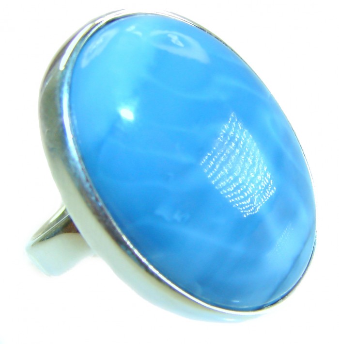 Peace 25.9 carat authentic Aquamarine .925 Sterling Silver Handcrafted Ring size 8 adjustable - Close-up of Peace 25.9 carat Aquamarine ring with .925 Sterling Silver