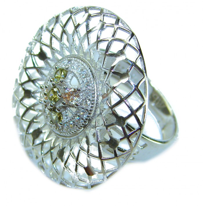 Casablanca - authentic 2.2 carat Tourmaline .925 Sterling Silver brilliantly handcrafted ring s. 7 - Side view of Casablanca 2.2 carat Tourmaline sterling silver ring.
