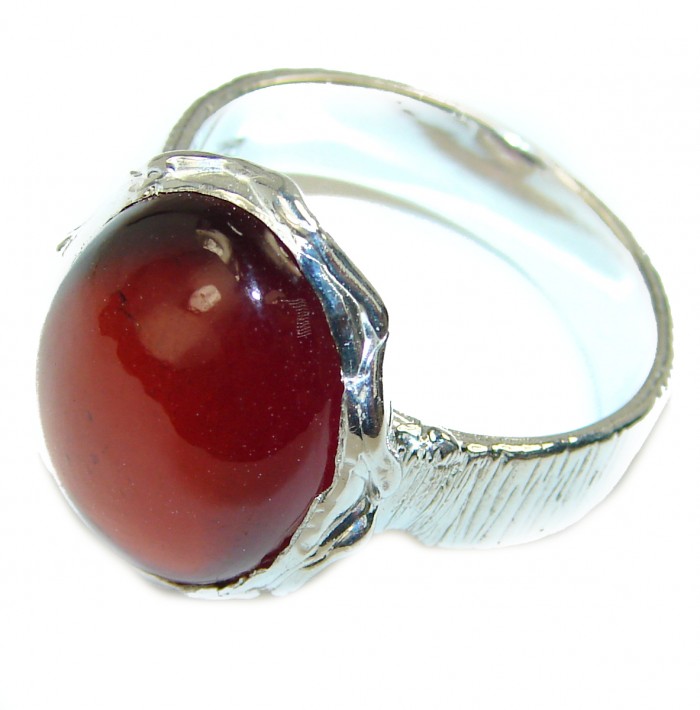 Genuine 14.2ct Hessonite Garnet .925 Sterling Silver handmade Ring size 9 1/4 - photo 2