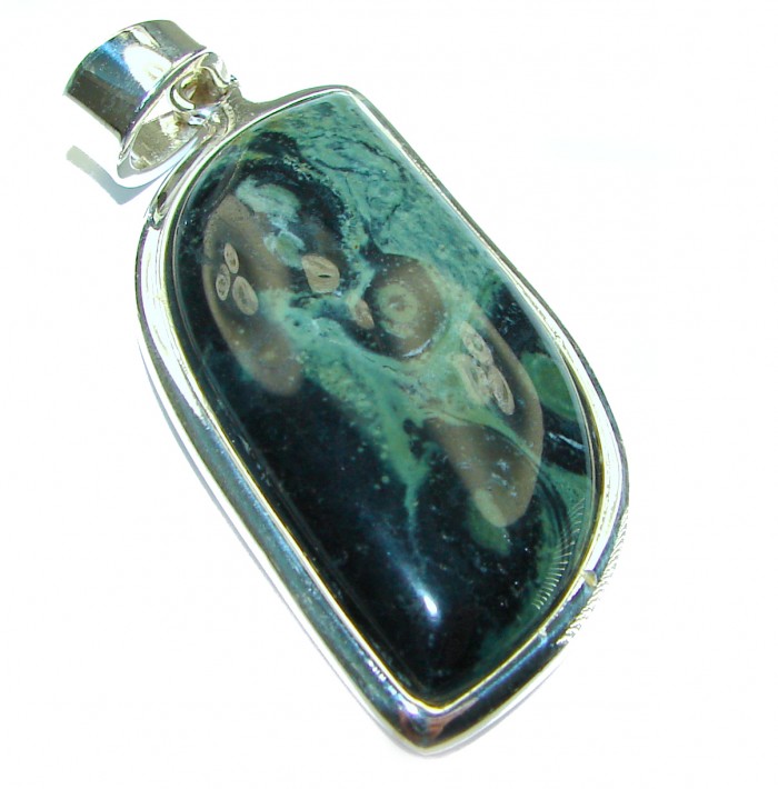 Huge natural best quality Rhyolite .925 Sterling Silver Pendant - photo 1