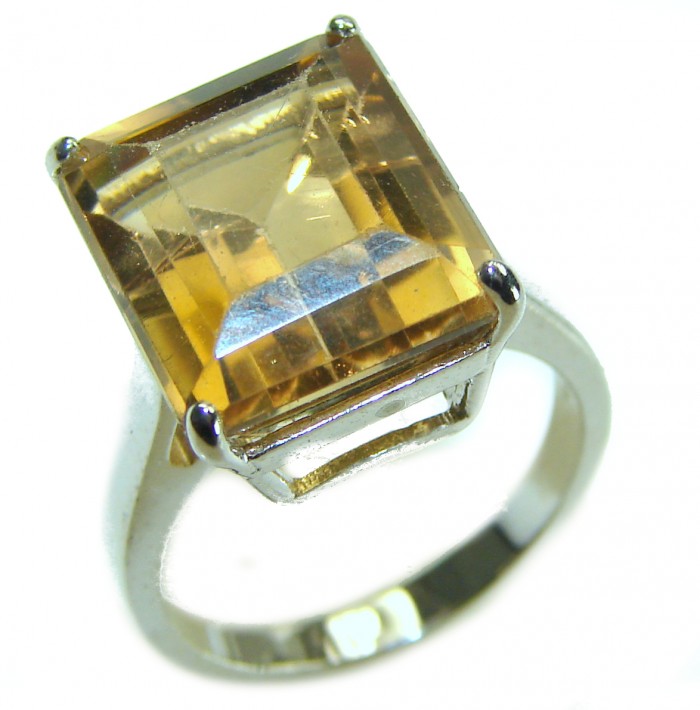 11.8 carat Genuine Lemon Quartz .925 Sterling Silver handcrafted ring size 6 3/4 - photo 2