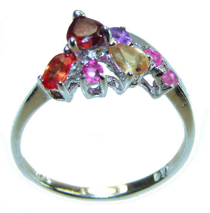 Blooming Rose Authentic Garnet Sapphire .925 Sterling Silver handcrafted Ring size 7 - photo 2