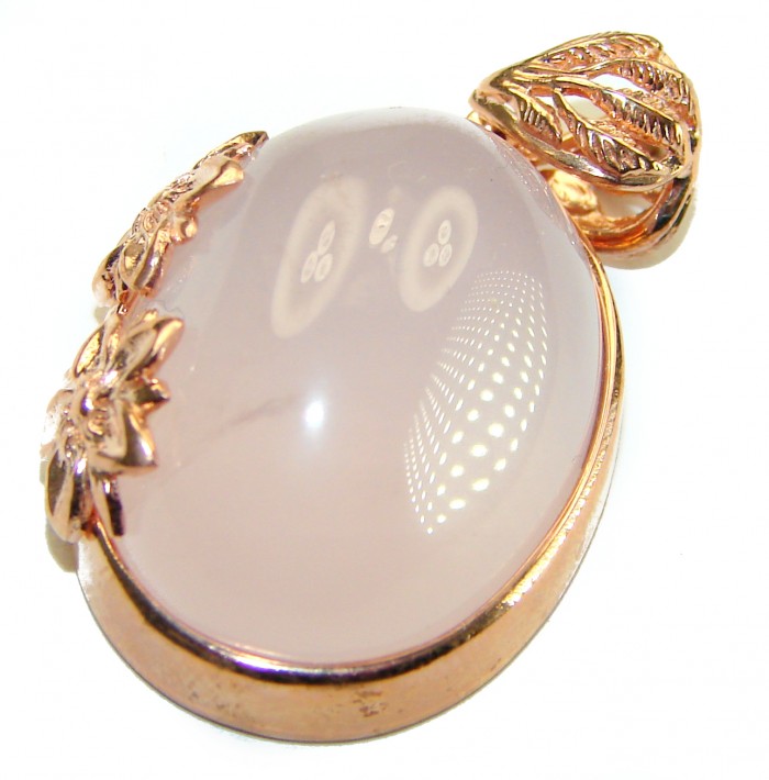 Vintage Beauty quality Rose Quartz 14K Gold over .925 Sterling Silver handmade Pendant - photo 2
