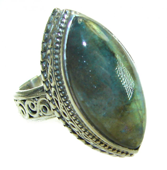 Magic Night Natural Labradorite .925 Sterling Silver handcrafted ring size 6 - photo 3