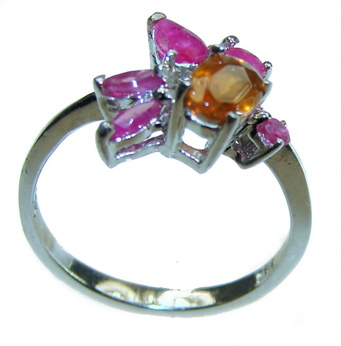 Carmen 0.5 carat Orange Sapphire Ruby .925 Sterling Silver Handcrafted Ring size 6 - photo 2