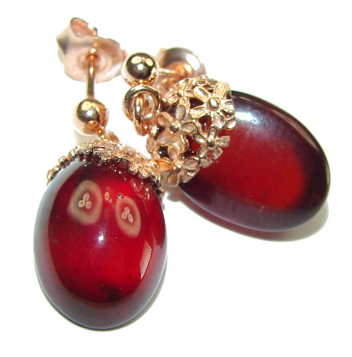 Authentic 8.5ct Garnet 14k Rose Gold over .925 Sterling Silver handmade earrings - photo 3