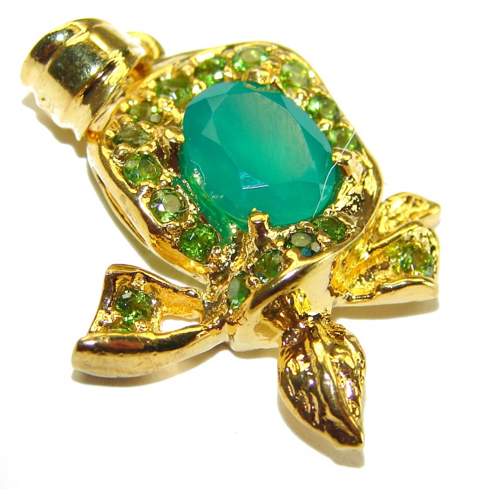Jade 14K Gold over .925 Sterling Silver handcrafted pendant - photo 2