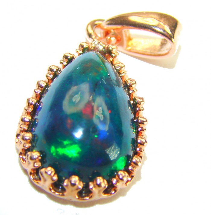 Milky Way 15.6CTW Authentic Black Opal 18K Gold over .925 Sterling Silver handmade Pendant - photo 2