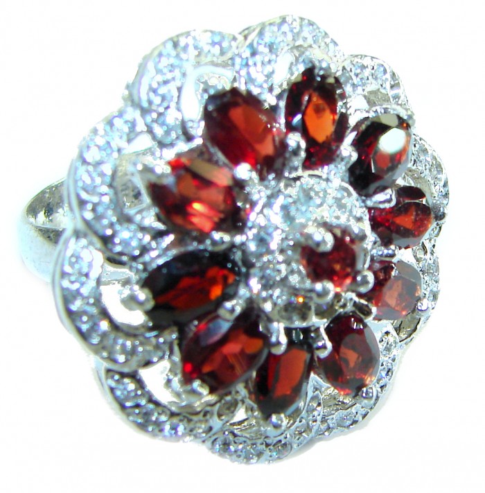 Carmen authentic 10.5 carat Garnet .925 Sterling Silver handcrafted Ring size 6 1/2 - photo 3