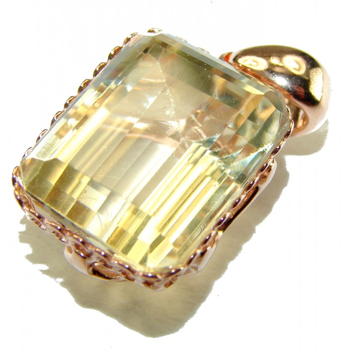 10.3 carat Lemon Quartz 14K Gold over .925 Sterling Silver handcrafted pendant - photo 2